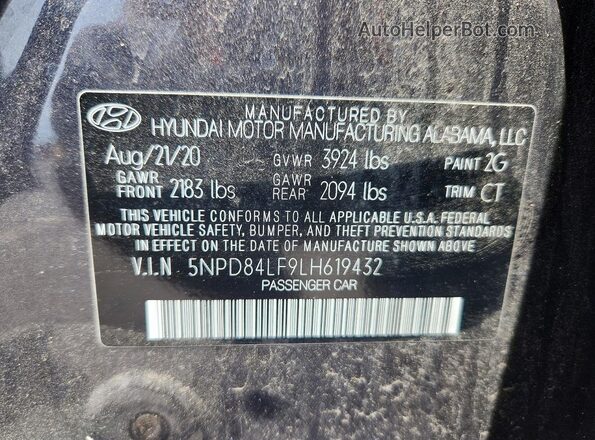 5NPD84LF9LH619432 2020 HYUNDAI ELANTRA Угольный Вид наклейки с VIN-кодом