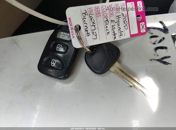 5NPD84LF9LH624727 2020 HYUNDAI ELANTRA Black Вид панелі приладів