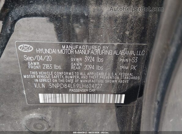5NPD84LF9LH624727 2020 HYUNDAI ELANTRA Black Вид підкапотного простору