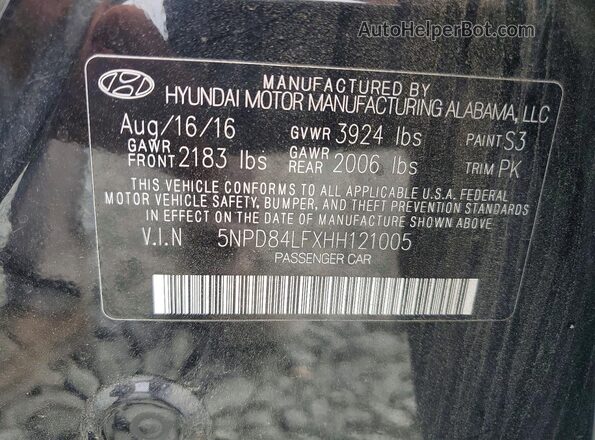 5NPD84LFXHH121005 2017 HYUNDAI ELANTRA Black Engine compartment view