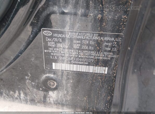 5NPD84LFXHH170379 2017 HYUNDAI ELANTRA Black Вид підкапотного простору