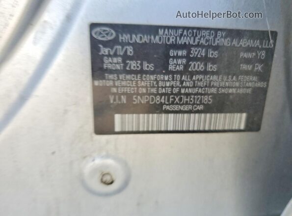5NPD84LFXJH312185 2018 HYUNDAI ELANTRA Silver Vista del compartimento del motor