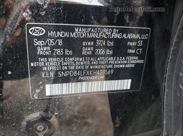 5NPD84LFXKH403569 2019 HYUNDAI ELANTRA Black 