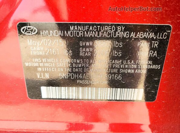 5NPDH4AE1GH689166 2016 HYUNDAI ELANTRA Burgundy Vista del compartimento del motor