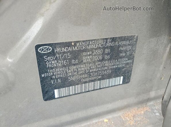 5NPDH4AE3GH759489 2016 HYUNDAI ELANTRA Tan 