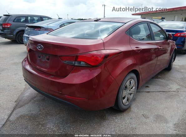 5NPDH4AE4GH753202 2016 HYUNDAI ELANTRA Red Trasero derecho