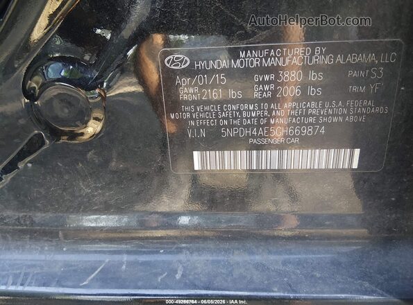 5NPDH4AE5GH669874 2016 HYUNDAI ELANTRA Black Engine compartment view