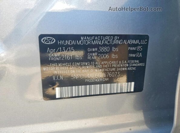 5NPDH4AE6GH676073 2016 HYUNDAI ELANTRA Silver Widok komory silnika