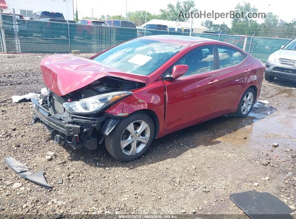 5NPDH4AE6GH732335 2016 HYUNDAI ELANTRA Red Առջևի ձախ երեք քառորդ տեսարան