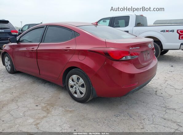 5NPDH4AE6GH756408 2016 HYUNDAI ELANTRA Red Tył lewy