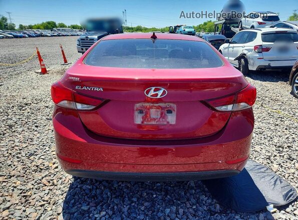 5NPDH4AE7GH673232 2016 HYUNDAI ELANTRA Red Հետևի տեսք