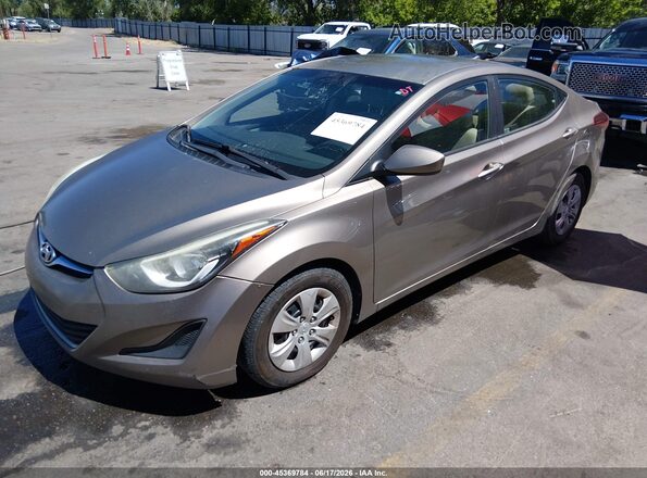 5NPDH4AE7GH698342 2016 HYUNDAI ELANTRA Champagne წინა მარცხენა ხედი სამი მეოთხედიდან