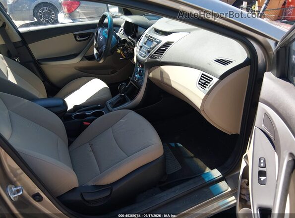 5NPDH4AE7GH698342 2016 HYUNDAI ELANTRA Champagne წინა სალონის ხედი