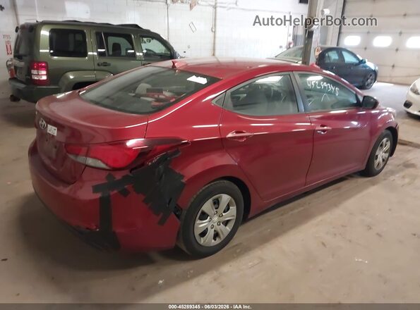 5NPDH4AE8GH706710 2016 HYUNDAI ELANTRA Red 