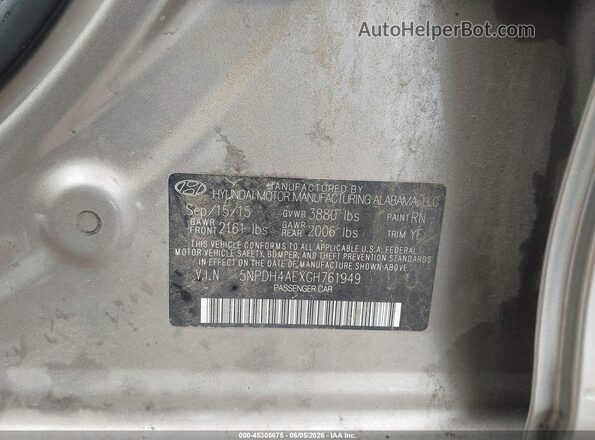 5NPDH4AEXGH761949 2016 HYUNDAI ELANTRA Коричневый Вид подкапотного пространства