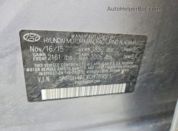 5NPDH4AEXGH789511 2016 HYUNDAI ELANTRA Серебряный Вид подкапотного пространства