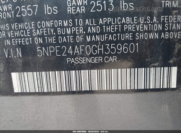 5NPE24AF0GH359601 2016 HYUNDAI SONATA Blue Widok komory silnika