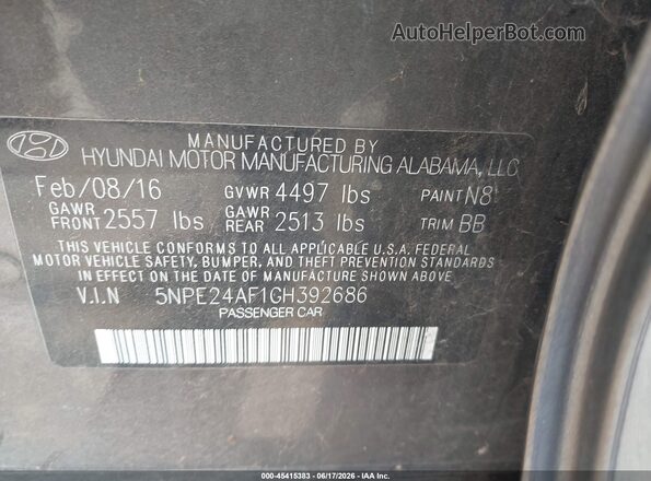 5NPE24AF1GH392686 2016 HYUNDAI SONATA Brown 