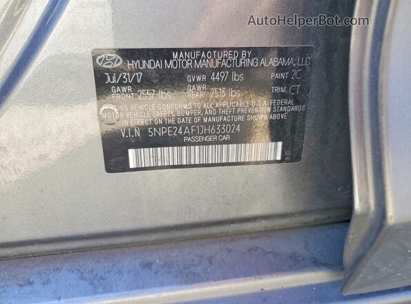 5NPE24AF1JH633024 2018 HYUNDAI SONATA Charcoal Engine compartment view