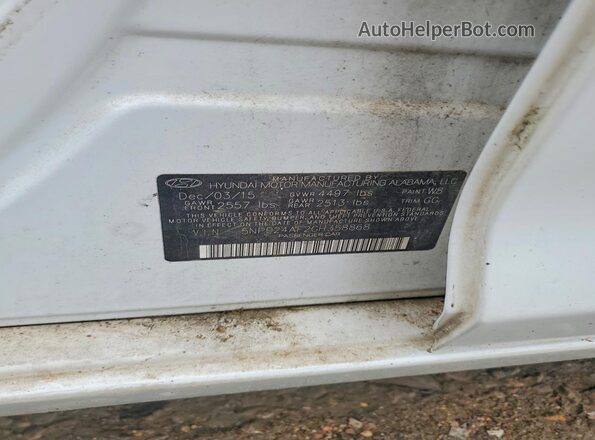 5NPE24AF2GH358868 2016 HYUNDAI SONATA Белый 