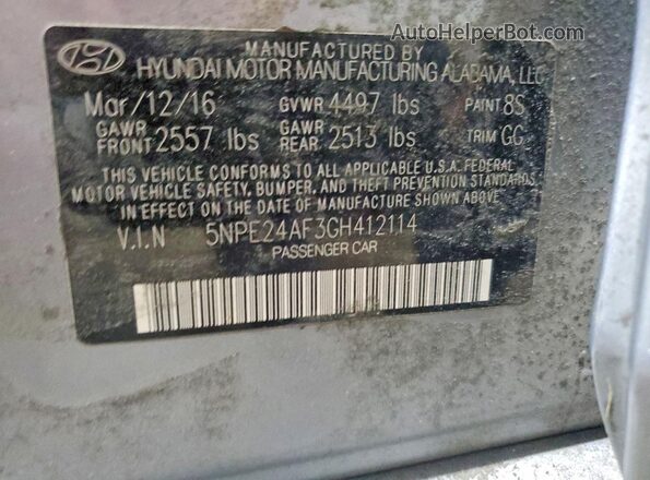5NPE24AF3GH412114 2016 HYUNDAI SONATA Silver 