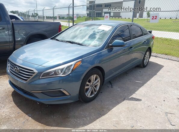 5NPE24AF4GH302950 2016 HYUNDAI SONATA Blue წინა მარცხენა ხედი სამი მეოთხედიდან
