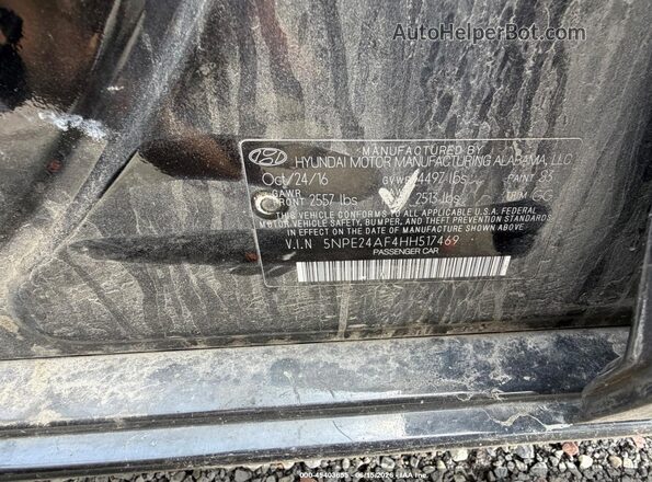 5NPE24AF4HH517469 2017 HYUNDAI SONATA Black 