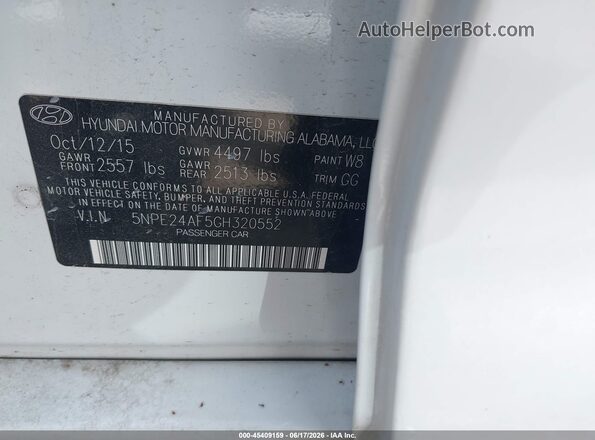 5NPE24AF5GH320552 2016 HYUNDAI SONATA White Engine compartment view