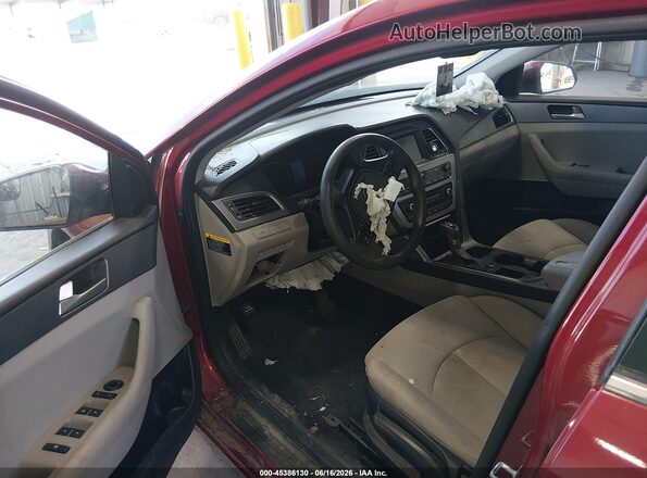 5NPE24AF5GH373784 2016 HYUNDAI SONATA Red Вид салону спереду