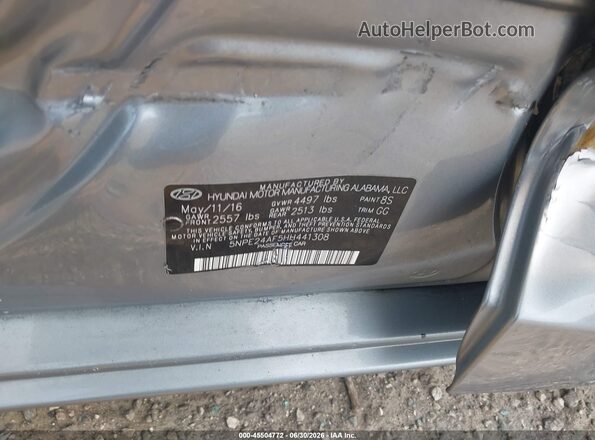 5NPE24AF5HH441308 2017 HYUNDAI SONATA Gray Շարժիչի բաժամունքի տեսք