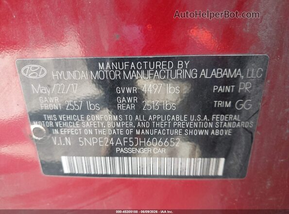 5NPE24AF5JH606652 2018 HYUNDAI SONATA Коричневый Вид подкапотного пространства