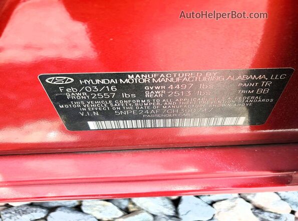 5NPE24AF7GH390747 2016 HYUNDAI SONATA Burgundy 