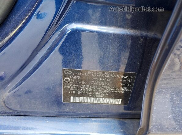 5NPE24AF7HH520141 2017 HYUNDAI SONATA Blue 