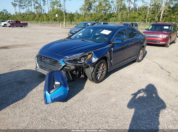 5NPE24AF7JH604594 2018 HYUNDAI SONATA Blue წინა მარცხენა ხედი სამი მეოთხედიდან