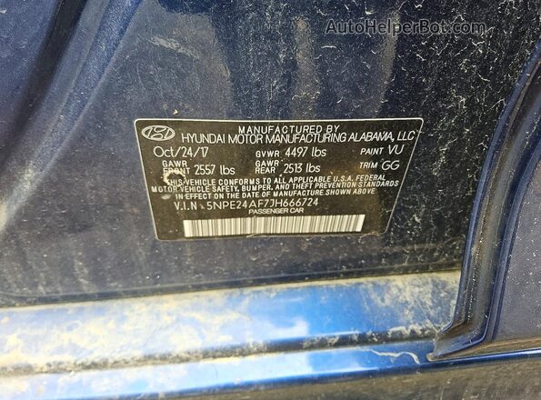 5NPE24AF7JH666724 2018 HYUNDAI SONATA Blue Widok komory silnika