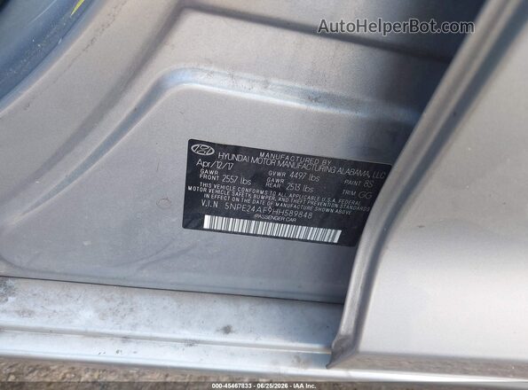 5NPE24AF9HH589848 2017 HYUNDAI SONATA Light Blue Շարժիչի բաժամունքի տեսք