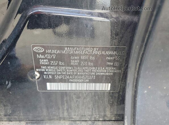 5NPE24AFXHH570273 2017 HYUNDAI SONATA Black Widok komory silnika