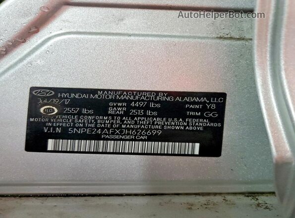 5NPE24AFXJH626699 2018 HYUNDAI SONATA Silver Engine compartment view