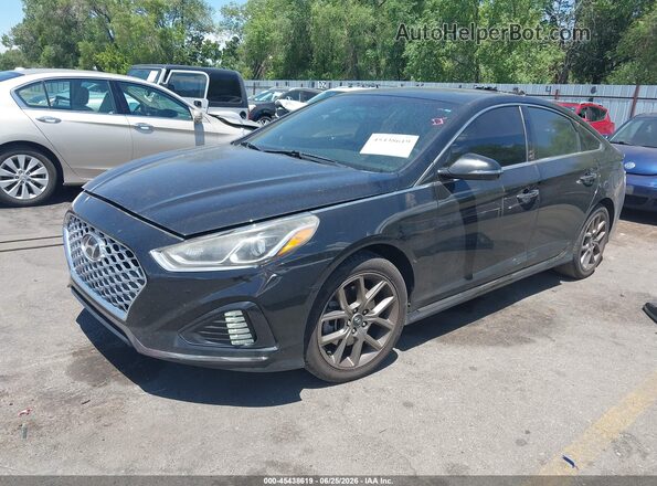 5NPE34AB5JH610839 2018 HYUNDAI SONATA Black Vista tres cuartos delantera izquierda
