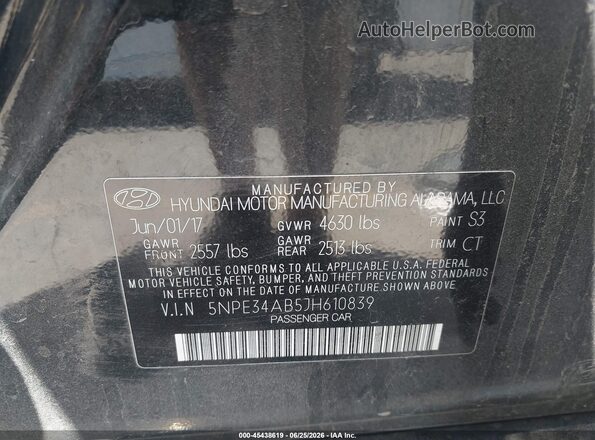 5NPE34AB5JH610839 2018 HYUNDAI SONATA Black Vista del compartimento del motor