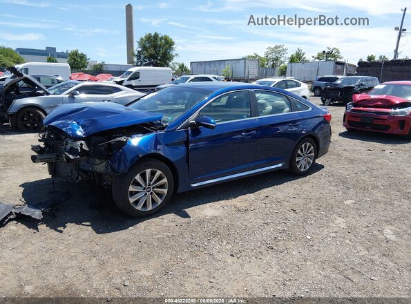 5NPE34AF0HH556864 2017 HYUNDAI SONATA Blue წინა მარცხენა ხედი სამი მეოთხედიდან
