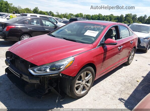5NPE34AF0JH601016 2018 HYUNDAI SONATA Red Առջևի ձախ երեք քառորդ տեսարան