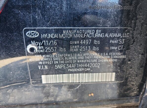 5NPE34AF1HH442002 2017 HYUNDAI SONATA Black 