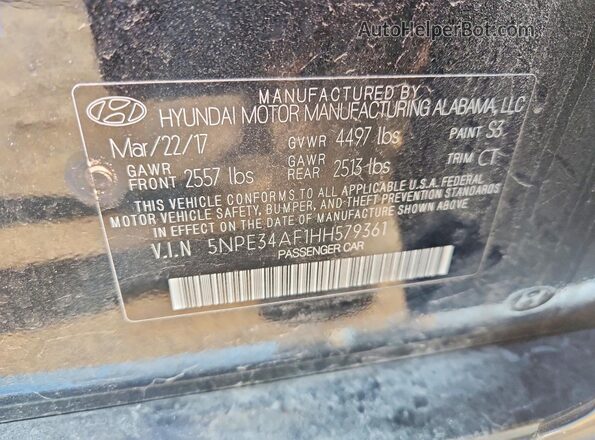 5NPE34AF1HH579361 2017 HYUNDAI SONATA Черный Вид наклейки с VIN-кодом