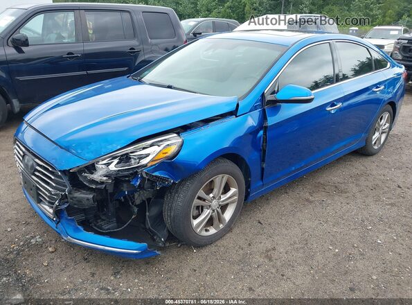 5NPE34AF2JH605424 2018 HYUNDAI SONATA Синий Передняя левая четверть