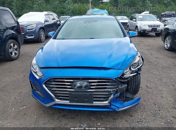 5NPE34AF2JH605424 2018 HYUNDAI SONATA Синий Вид задней части салона