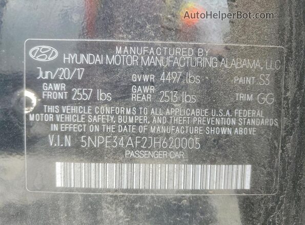5NPE34AF2JH620005 2018 HYUNDAI SONATA Black ძრავის განყოფილების ხედი