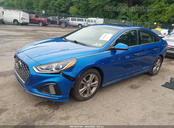 5NPE34AF3JH627707 2018 HYUNDAI SONATA Blue Przód lewy