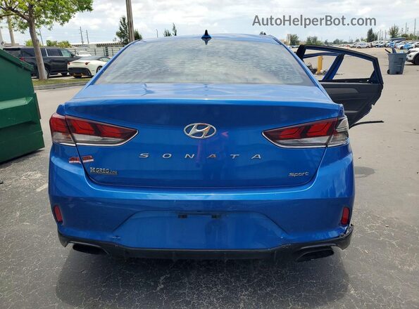 5NPE34AF3JH631529 2018 HYUNDAI SONATA Blue უკანა ხედი