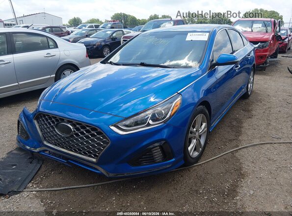 5NPE34AF3JH654793 2018 HYUNDAI SONATA Blue Front left